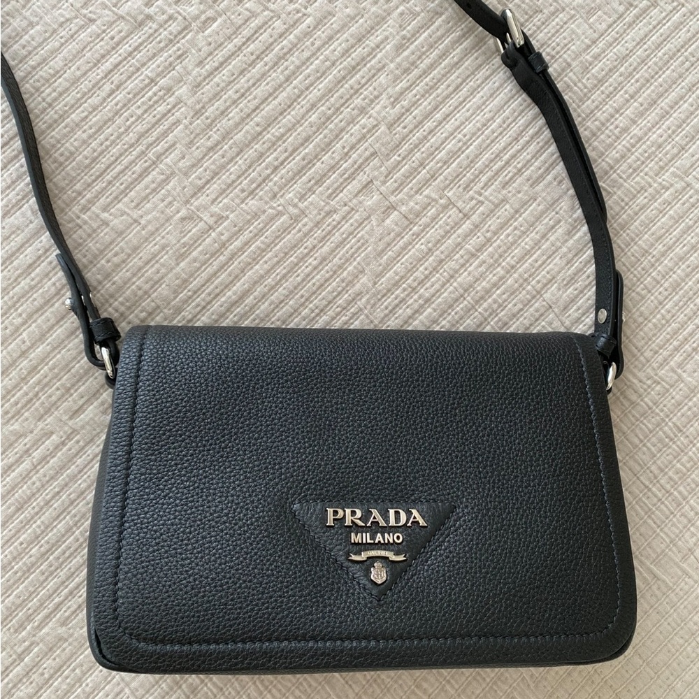 RARE Prada Black Leather Shoulder Crossbody Bag